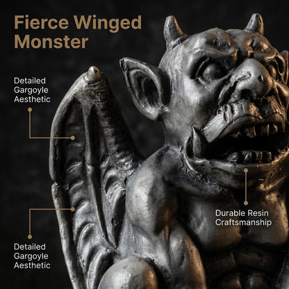 Gothic Gargoyle Incense Burner, Resin Demon Statue, Medieval Monster Figurine, Grey, 3.2 in. Tall, for 1x1 in. Cones, Halloween Decor