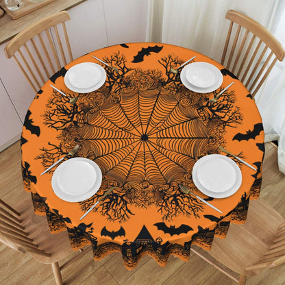 Ecixzyo Halloween Round Tablecloth 60 Inch Polyester Washable Table Cover Home Decor for Kitchen Dining Party Picnic