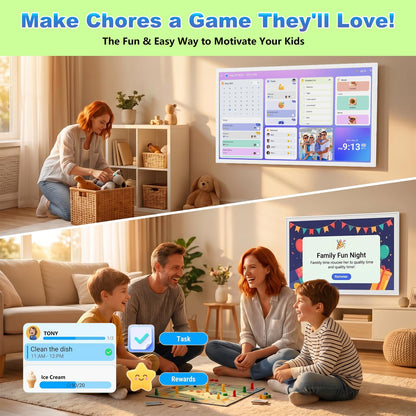 32" Digital Calendar Digital Frame for-Wall-Planner - 1080P Interactive Touchscreen Display Electronic Calendar, Star Reward, Sync Google iCloud Outlook Calendar, Wall & Desk Mountable, Gifts for Mom