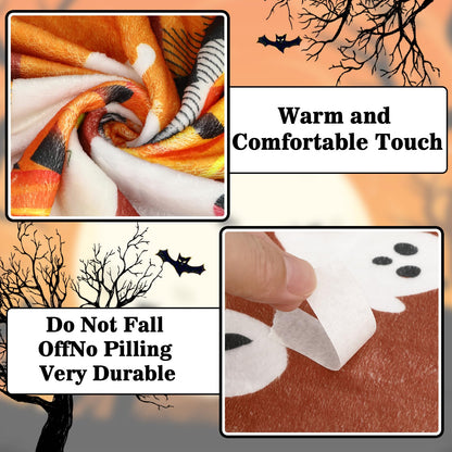 Jansun Halloween Blanket 50 x 60 in Orange Soft Couch Halloween Throw Blanket Living Room Throw for Women Men, Especially for Decor