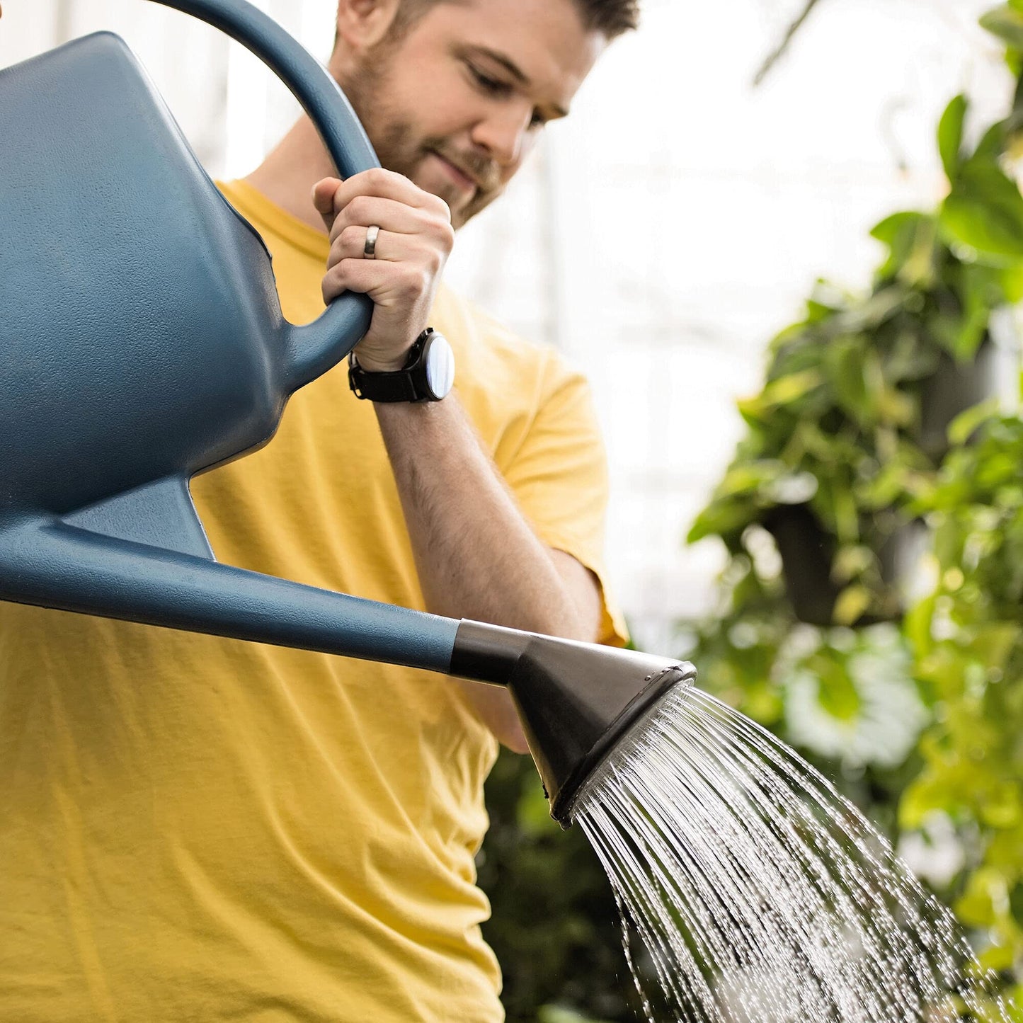 Gardener’s Supply Company French Blue Watering Can | 3 Gallon Indoor Outdoor Water Container for Plants and Garden with Removable Stainless Steel Faceplate Rose Sprinkler Attachment - Blue