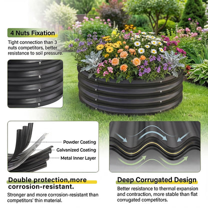 Land Guard Galvanized Raised Garden Bed Kit, Planter Boxes Outdoor, Round Large Metal Garden Beds for Vegetables(Gray)……