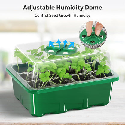 MIXC 10 Packs Seed Starter Tray with Humidity Dome +30 Pack Transparent Seed Tray