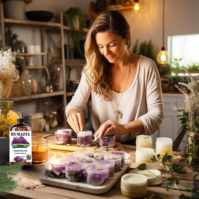 Lilac Essential Oil, Lilac Oil 16 Fl Oz 480ML for Diffuser Humidifier Yoga Cleaning DIY Candle Soap Making MUMAZYL Essential Oils