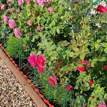 12 Pack Plant Support Stakes, 10" Wide x 24" High Half Round Metal Peony Cages and Support, Green Garden Plant Stake Plant Support Ring Border for Peony Tomato, Hydrangea, Flower Indoor Outdoor
