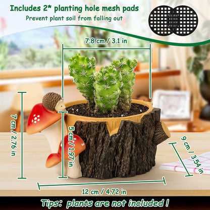 Yiiwinwy Hedgehog Succulent Pots with Drainage Hole，Plant Pots for Indoor Plants/Cactus/Succulent,Indoor Planter Gift for Plant Lover, Decorative Novelty Planter