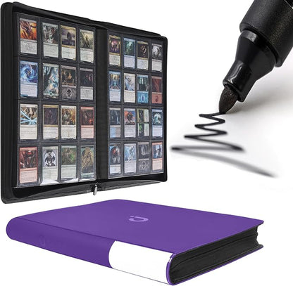 D DACCKIT Card Binder 16 Pocket - Fits 1024 Cards，4X4 Ringless Card Album with Sleeves for Trading Cards & Sports Cards（Model A，Classic Purple）