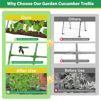 Sunwinx 2Pack 51x35Inch Cucumber Trellis for Raised Bed, Adjustable A-Frame Garden Trellis for Climbing Plants Outdoor with Climbing Net, Meal Plant Trellis for Vegetables Pea Bean Tomato Squash Grape