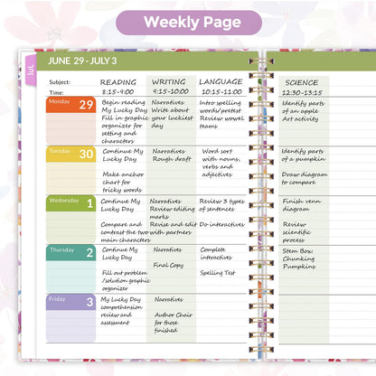 SKYDUE Teacher Planner 2026-2027 Academic Year, 8.5" x 11" Lesson Plan Book, July 2026-June 2027, 162 Pages, Monthly Tabs, Stickers, Weekly Lesson Planning, Student Tracking & Classroom Organization, Floral