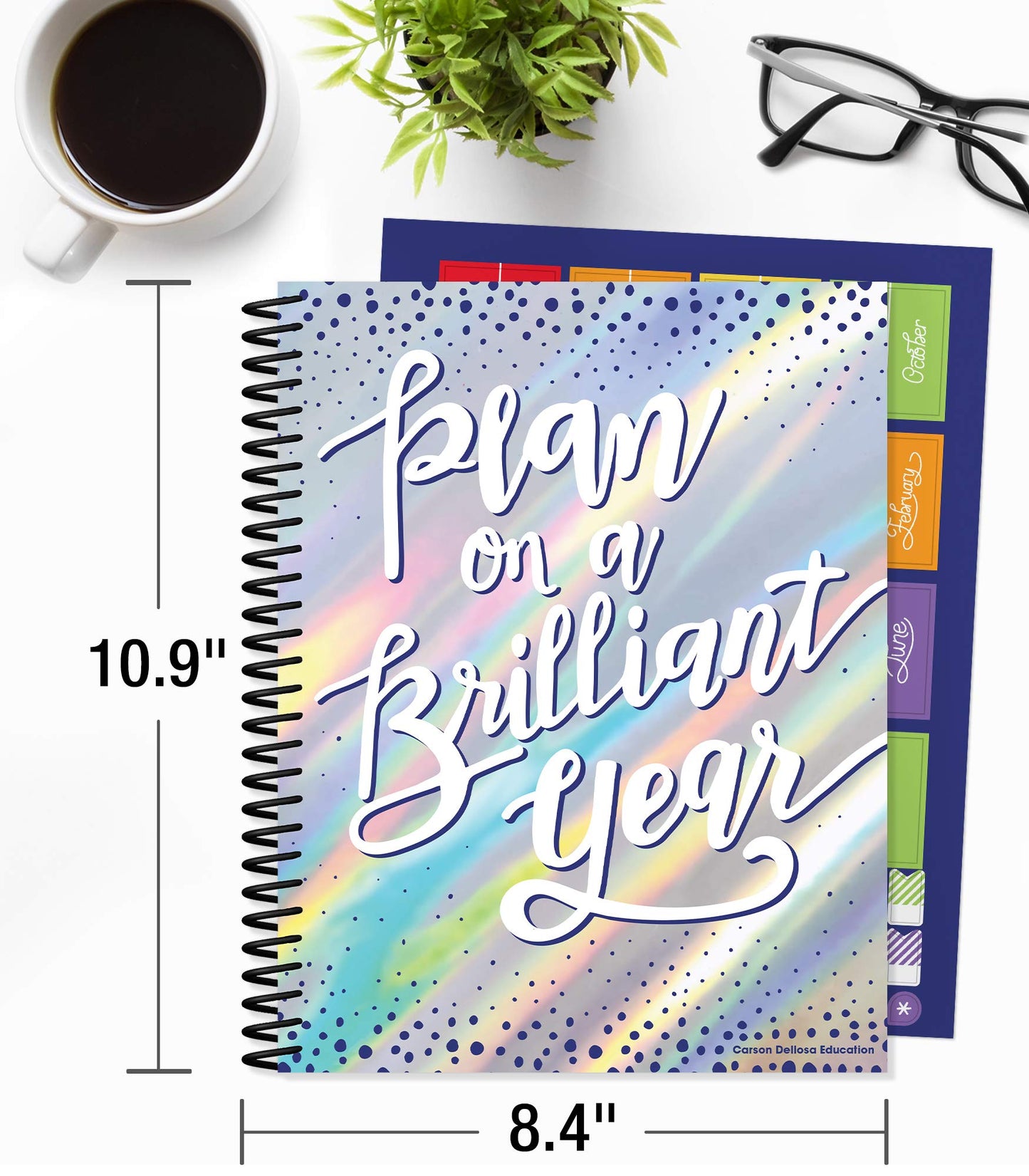 Carson Dellosa Sparkle and Shine Teacher Planner 2026-2027, Undated Holographic 8" x 11" Lesson Plan Book, Stickers, Class Schedule, Weekly Calendar School Supplies, Homeschool, Classroom Must Haves