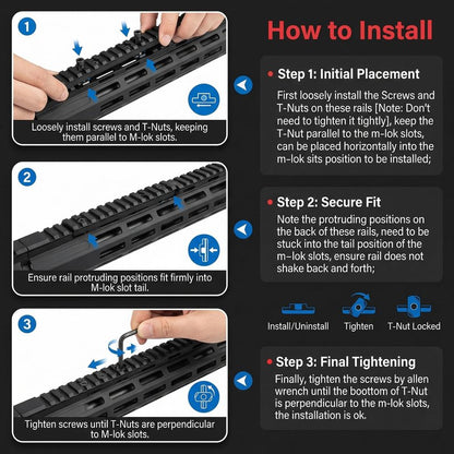 Gotical Multi Slots Mlok to Picatinny Rail Adapter | Set of 9 Slot Ar Picatinny Rail System