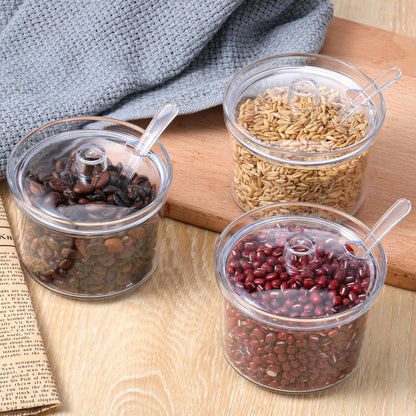 Ptwola 12 Pcs Clear Acrylic Sugar Bowl Set Sugar Containers Salt Canister with Lid and Spoon Perfect for Serving Condiment Candy Coffee Tea Spices (7.4 oz)