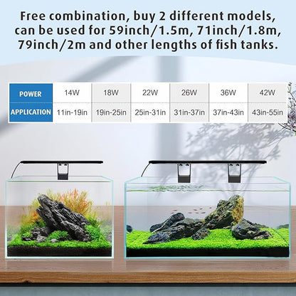hygger Clip On Full Spectrum Aquarium LED Light, 26W Day-Night Dual Timer Sunrise-Day-Sunset-Moon Fish Tank Light, Adjustable Timer Brightness with 9 Colors for Planted Tank