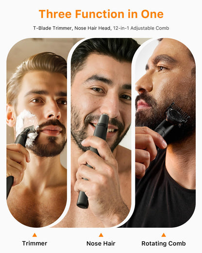 [2025 Upgraded Beard & Body Hair Trimmer for Men [All-in-One] USB-C Fast Charging, Groin & Ball Hair Painless Electric Shaver, Travel Razors, Waterproof Wet/Dry Groomer, Black(Lite)