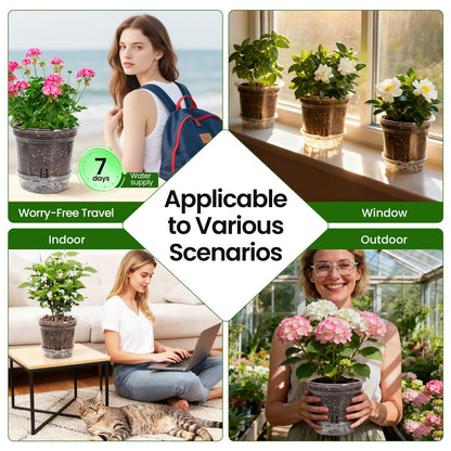 Bluepro 20 Pack 5 Inch Clear Self Watering Plant Pots with Bottom Water Tray & Watering Rope, Transparent Nursery Pots with Drainage for Seedlings, Herbs, and Houseplants