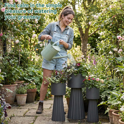 EVLIQUIL Tall Planters, Modern Iron Flower Pots Set of 3, Large Decor Plant Pots, Indoor & Outdoor for Porches, Patios and Courtyards