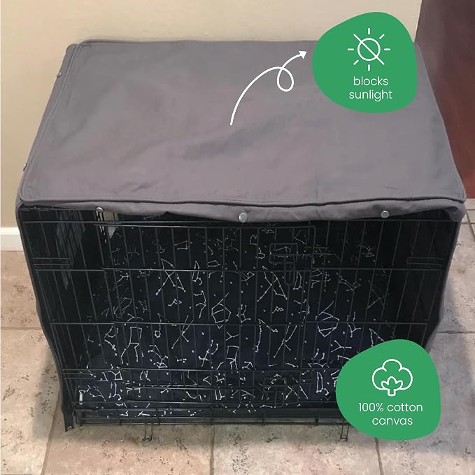 Molly Mutt I'm a Realist Dog Crate Cover, 100% Cotton Canvas Cover with 2 Roll-Up Panels, Ideal for Dog or Cat Crate, Durable, Washable, and Free of Harmful Chemicals, 30" x 19" x 21"