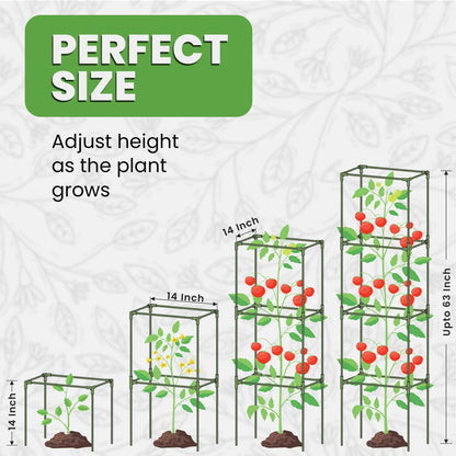 Tomato Cage Square - Large Trellis Stakes and Plant Support Structures for Vegetables and Climbing Plants - Tall Tomato Cages for Garden, Pots, Raised Garden Bed Outdoor Supplies
