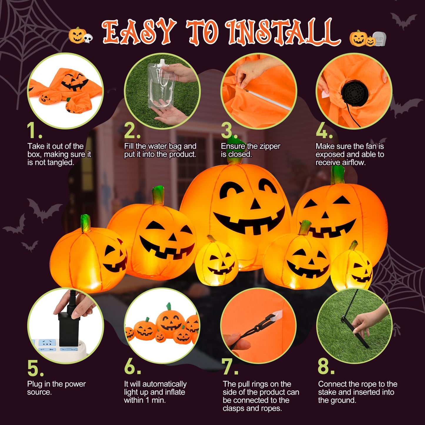 TISEJOY 7.5FT Halloween Inflatables Outdoor Decorations Pumpkin, Halloween Decorations Blow Ups Pumpkin Decor for Yard,Party,Garden