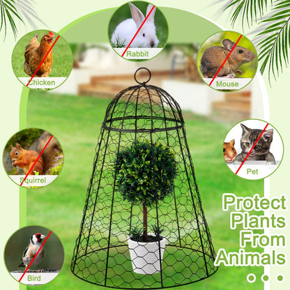 12 Pack Garden Chicken Wire Cloche, 12" W x 15.7" H Plant Protectors and Covers, Wire Garden Cloches from Animals, Metal Cage Plant Protection, Strong and Not Easy to Deform, No Assembly Required