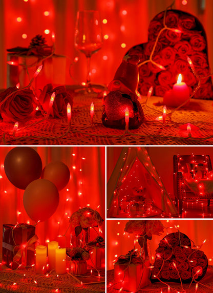 Minetom 100 LED Mini String Lights, 39 Feet, USB Operated, Waterproof, Red, Indoor Holiday Decor, Model 81f52da7-2600-4e92-a