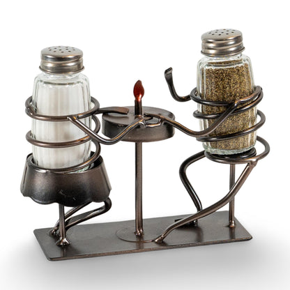 Made Easy Kit Salt and Pepper Couple Glass Shaker Set and Rack - Includes 2 Spice Jars (Couple Candlelight Table)
