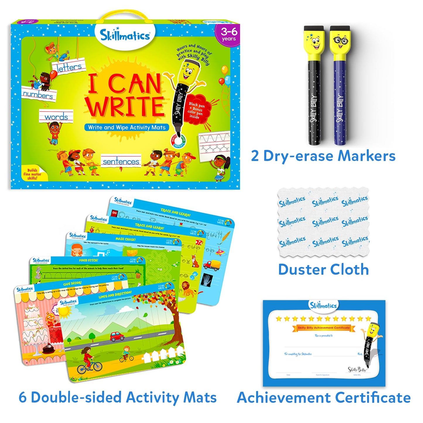 Skillmatics I Can Write - Reusable Preschool Learning Activities, Educational Toy and Game, Back to School Supplies, Gifts for Students, Kids, Toddlers Ages 3, 4, 5, 6