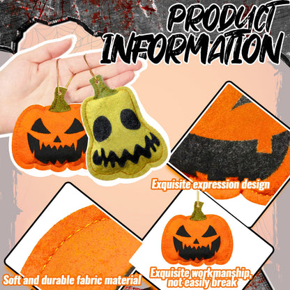 Windkream 24 Pcs Halloween Tree Ornaments Mini Pumpkin 3D Felt Hanging Decor Small Pumpkin Face Ornaments Bulk Tree Decorations for Halloween Party Supplies