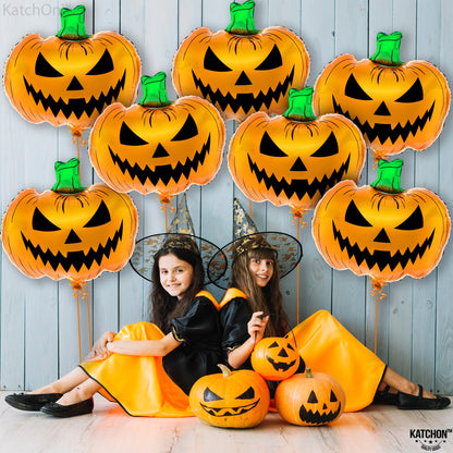 KatchOn, Scary Halloween Pumpkin Balloons -Large 30 Inch | halloween Balloons for scary decorations | Indoor Halloween Party Decorations | jack o lantern balloons | Summerween Party Decorations