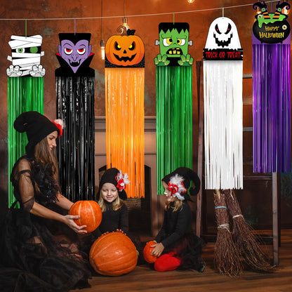 Tenceur 8 Pcs Halloween Ghost Hanging Decorations with Tassel 41 Inch Witch Pumpkin Party Ceiling Streamers Decoration for Outdoor Indoor Home Lawn Yard Garden Supplies