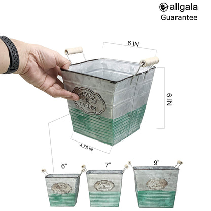 allgala Galvanized Planter Pot Indoor and Outdoor Decoration-Square-6"-HD88306
