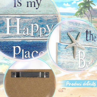MODE HOME Coastal Wall Decor for Home, Beach Wall Art Wooden Hanging Sign with Starfish Element, Perfect Beach Themed Room Decor and Ocean Decor for Bathroom Bedroom Coastal Living Spaces 11.5" x 17"