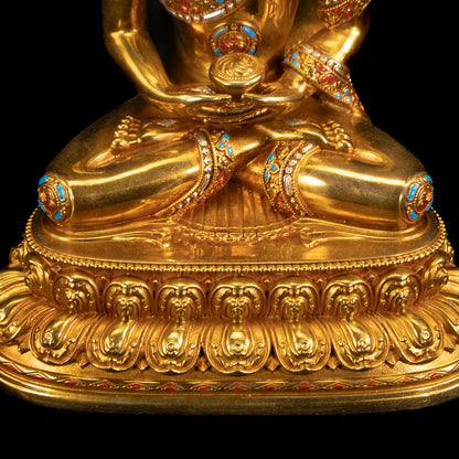 AksharaPadma Tempa Buddha Statue Indoor for Zen Decor,Handcrafted Gold-Plated Buddha Statue for Home Decor – Nepalese Art, Tibetan Buddhism Style, 4.72" (Amitabha)
