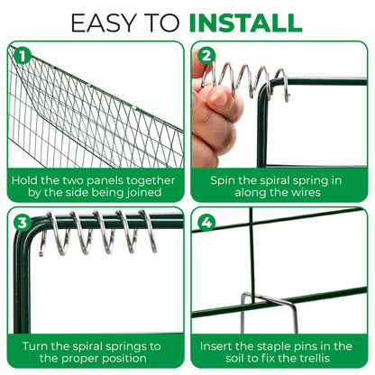 FazCo – Cucumber Trellis for Garden Raised Bed - 48" by 34" Outdoor Foldable Pea Trellis - A Frame Panel for Climbing Plants Vegetables Vines with Plant Support Clips & Staple Pins