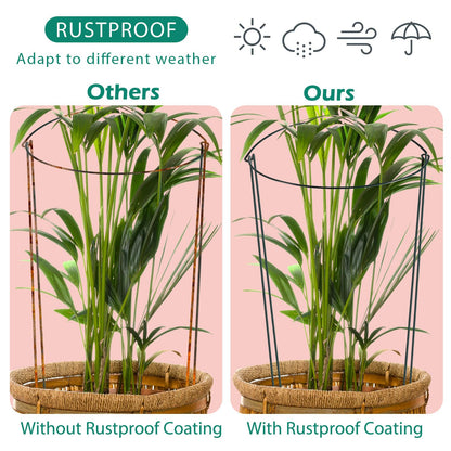 Linyona 32 inch Plant Support Stakes, 10 Pack Half Round Metal Garden Plant Stake Heavy-Duty Plant Support Ring and Cage with Plant Clip & Twist Tie for Indoor and Outdoor Plants, Vegetable, Flowers