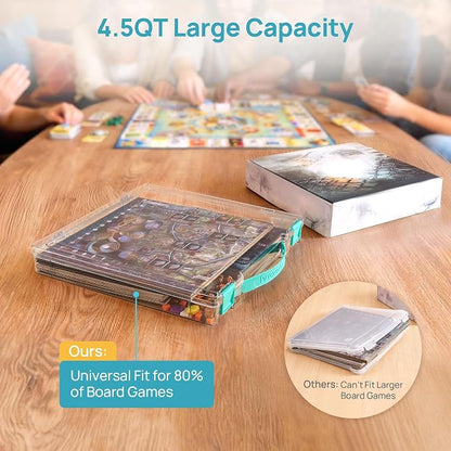 Vtopmart 2 Pack Board Game Storage with Handle and Snap-Tight Latch Lid, Craft Organizer Box Fit 12" x 12" Papers, Stackable Clear Storage Box for Art Supply Storage, Paper Storage, Puzzle Storage