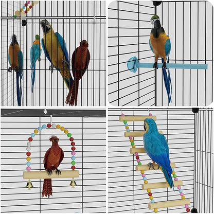 STILLCOVE Extra Large Bird Cage, Black Parakeet Cages with Rolling Stand & Wheels, Wide Birdcage for Parrots Cockatiels Conure Budgie Canary Finch Lovebird