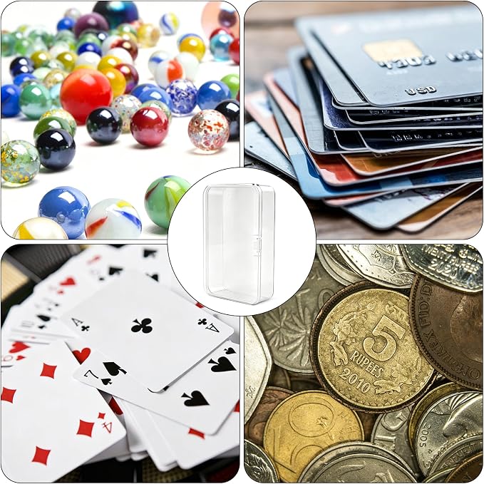 Blank Card Case, 4 Pack Clear Plastic Card Deck Box , Unbreakable, Highly Transparent , Snap-Button Design for Easy Access , Compact Playing Card Storage Box for Trading Cards, Business Cards & More