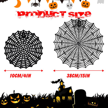 Halloween Spider Web Placemat Set of 8 Include 15" Heat Insulation Spider Web Table Mat 4" Hollow Out Spiderweb Coasters Ideal for Family Festival Party Home Dining Table Decor