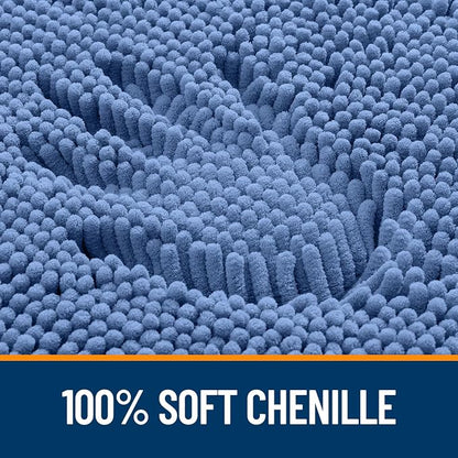 OLANLY Bathroom Rugs 35x24, Extra Soft Absorbent Chenille Bath Rugs, Rubber Backing Quick Dry, Machine Washable Bath Mats for Bathroom Floor, Tub and Shower, Home Decor Accessories, Cornflower Blue