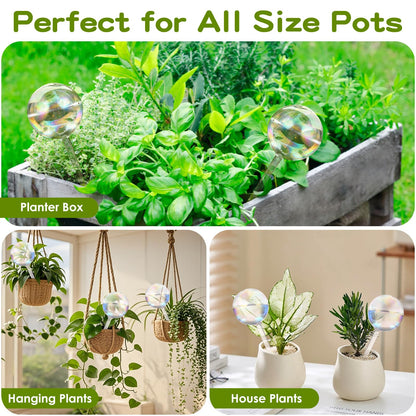 VZZNN 8 Pack Rainbow Glass Plant Watering Globes - Self Watering Planter Insert, Plant Watering Devices for Water Plants While Away, Indoor Outdoor Automatic Slow-Release Watering Bulbs