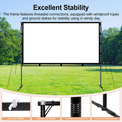 Shirtal 100 Inch Projector Screen,Portable Projector Screen with Stand,16:9 4K HD Anti-Crease Indoor Outdoor Movie Screen with Carry Bag for Camping Home Theater