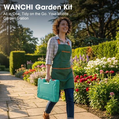 WANCHI Light Green Gardening Set, 10-Piece Garden Tool Kit with Trowel, Hoe, Shovel & Rake, Ideal Gardening Gift for Women, Mom, Grandma | Birthday Gifts for Her | Hand Tools for Small Gardens