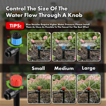 Drip Irrigation System 230FT Quick-Connect Drip Irrigation Kit with 1/4 inch 1/2 inch Irrigation Tubing Hose and Accessories for Lawn Raised Bed Greenhouse Plant Watering System