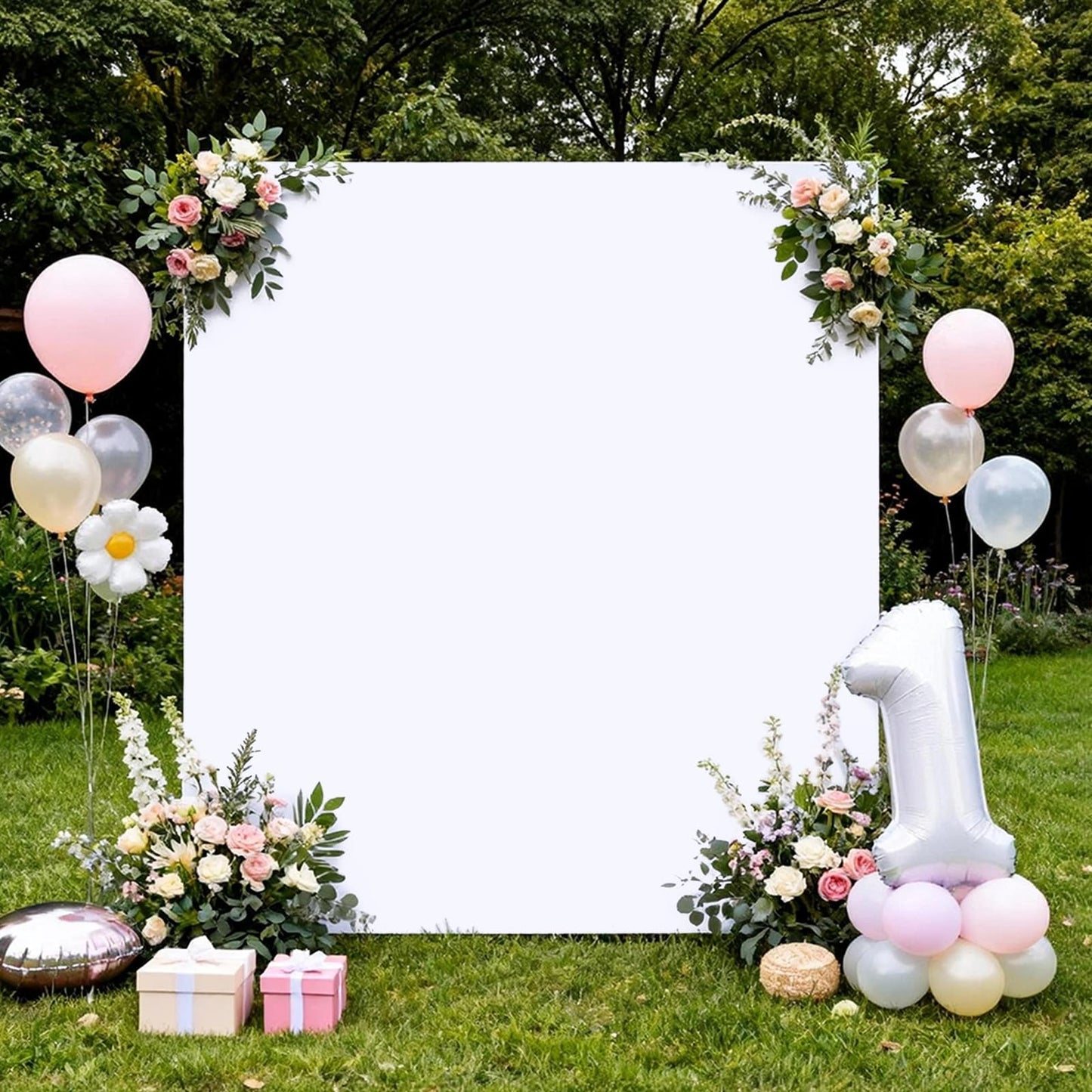 6.6FT x 6.6FT White Square Backdrop Cover for Party Decorations