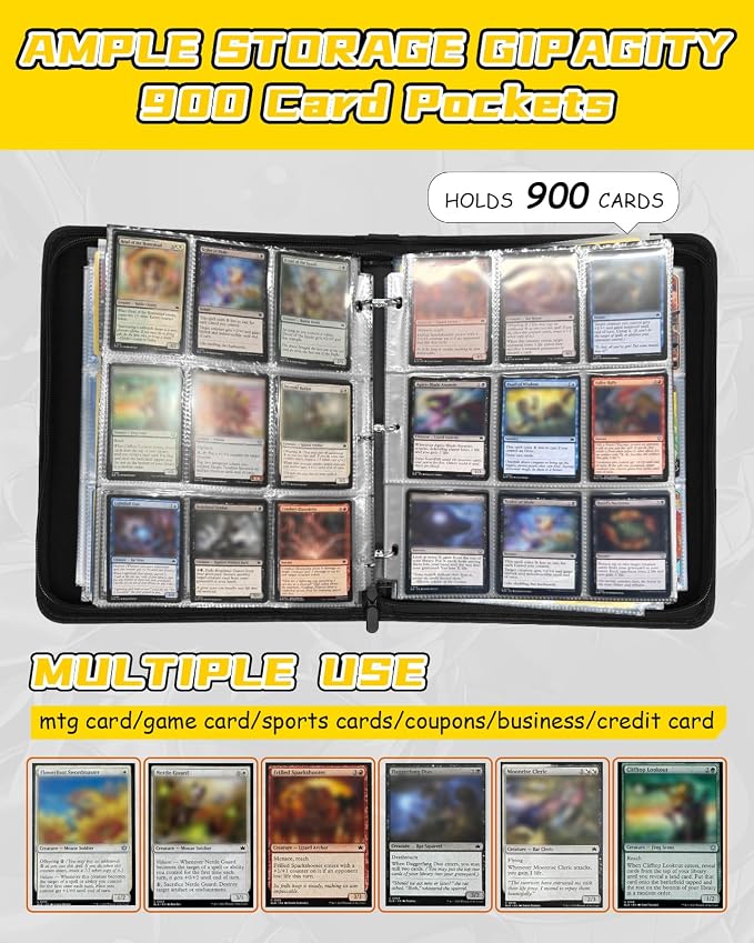 for 9 Pocket Card Binder for MTG, TCG, Game Cards Holds 900 Cards - Large Capacity Trading Card Collection Album Folder with Zipper for Men Boys Teens Flower Design for Sports Card