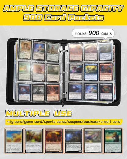 for 9 Pocket Card Binder for MTG, TCG, Game Cards Holds 900 Cards - Large Capacity Trading Card Collection Album Folder with Zipper for Men Boys Teens Tree Design for Sports Card