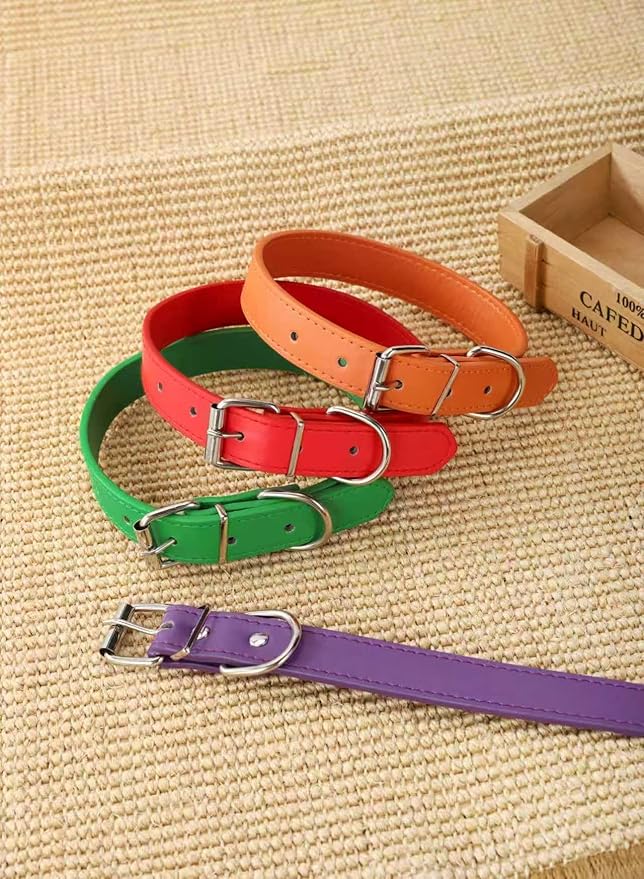 red Soft Leather Dog Collar for Small,Medium, Large Dog, Comfortable and Adjustable (Wide: 0.95'' for Dog's Neck: 13''~18'', red, L)