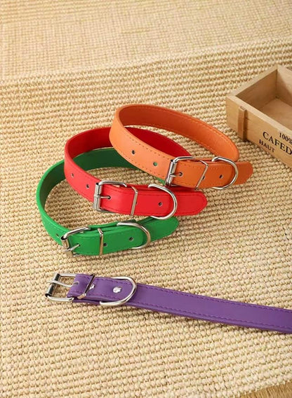 Green Soft Leather Dog Collar for Small,Medium, Large Dog, Comfortable and Adjustable(Wide: 0.95'' for Dog's Neck: 13''~18'', Green, L)