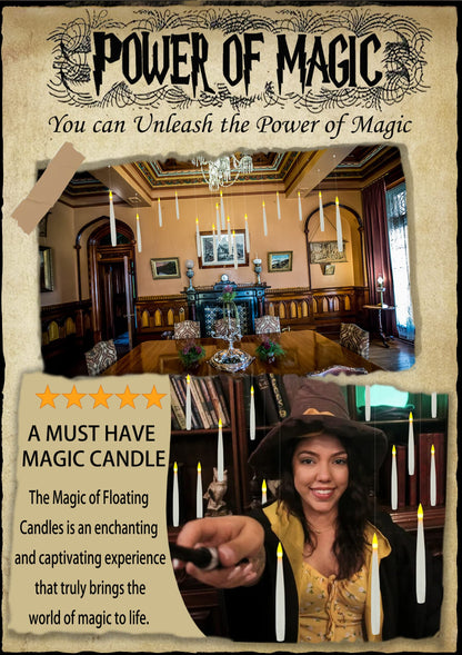 Floating Candles, 20PCs Floating Candle with Wand, Magic Hanging Candles Flickering Warm Light Flameless Floating LED Candle, Battery Operated Taper Candle Set for Birthday Theme Party, Gift for Kids